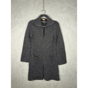 VTG J.Crew Grey Alpaca Blend Duster Cardigan Sweater Coat Hook Front‎ Size PM